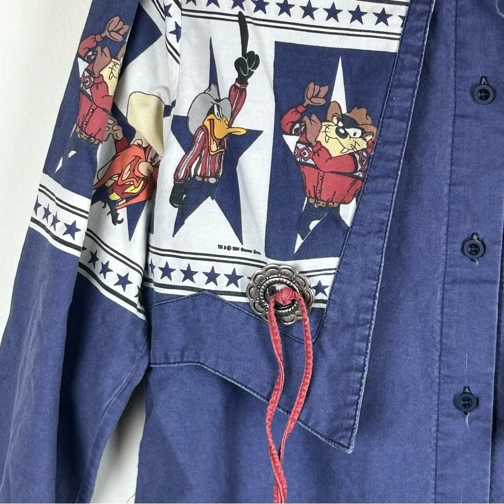 Vintage 1993 Looney Tunes Western Collection Karman Cowboy Shirt L - Picture 4 of 13